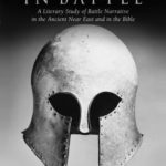 Mighty in Battle ebook cover depicting a metal battle helmet
