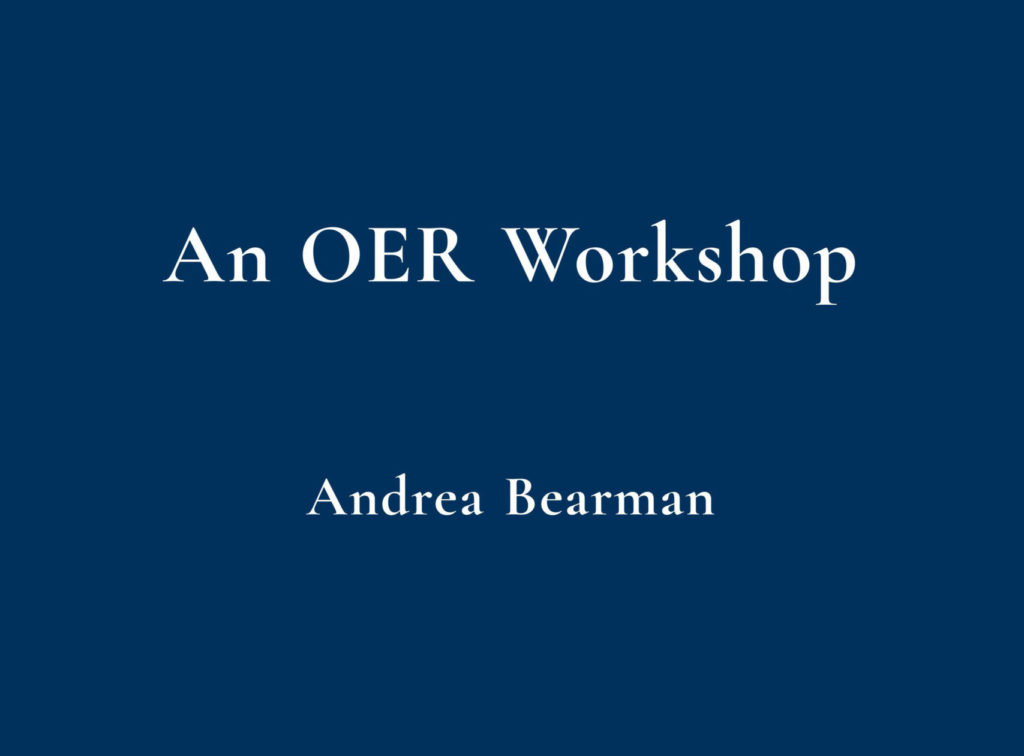 An OER Workshop cover